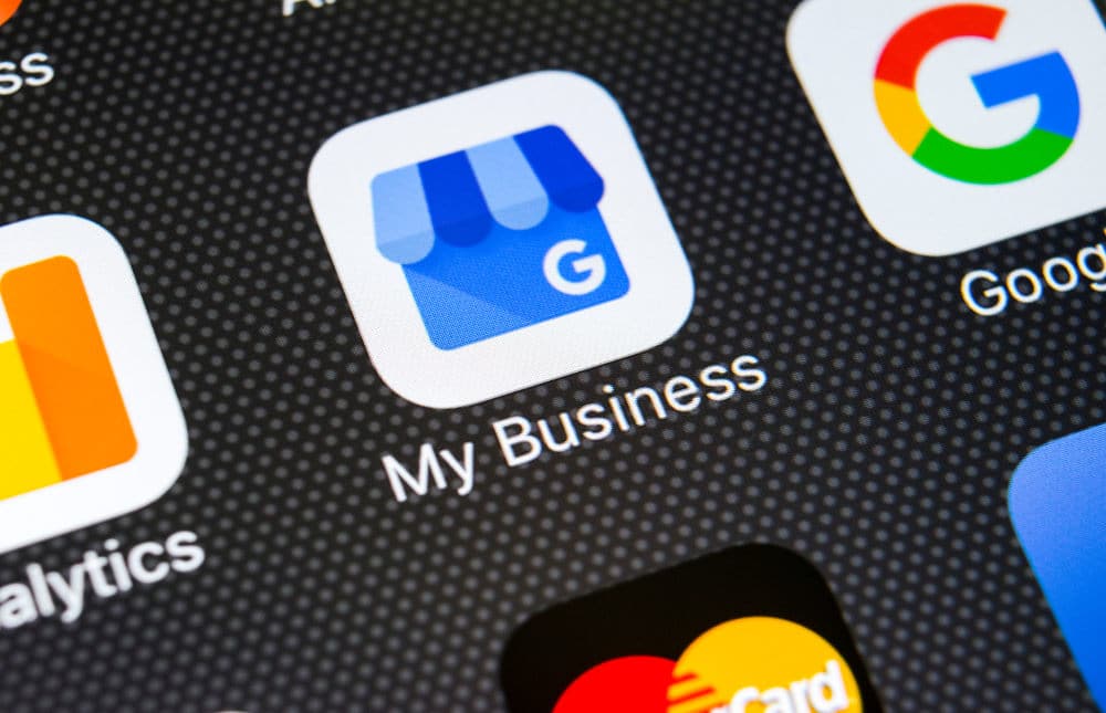 Google My Business logo on a smartphone