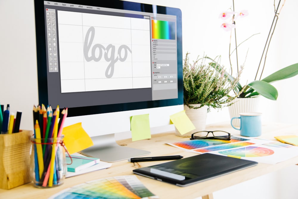 Image of logo being designed in photoshop