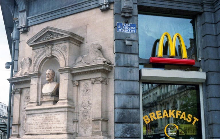 Photo of McDonald's logo on a building