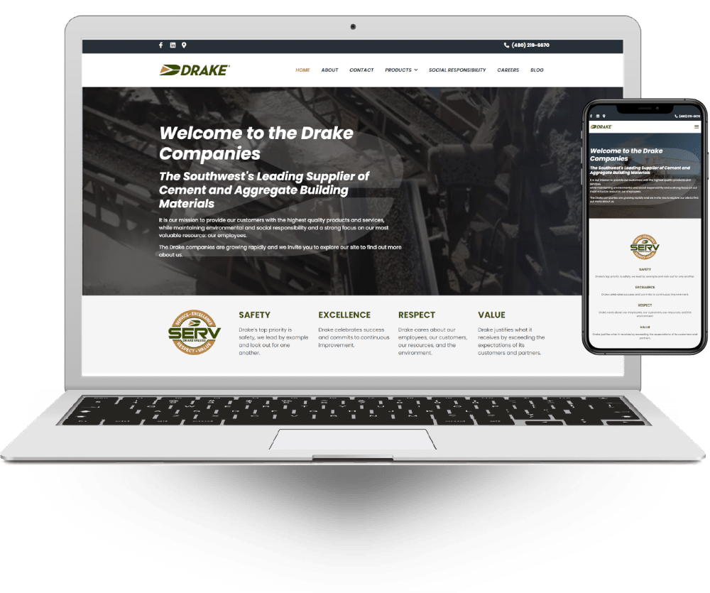 Drake Cement and Aggregate Materials website snapshot