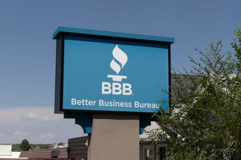 Better Business Bureau building sign