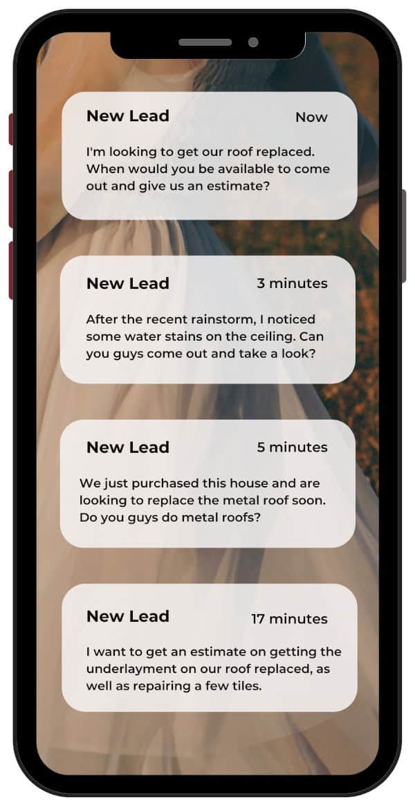 iPhone with roofing leads coming in