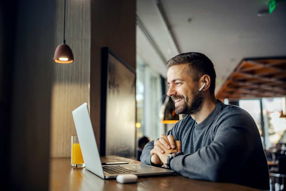 Contractor on a video call with his PPC marketing team