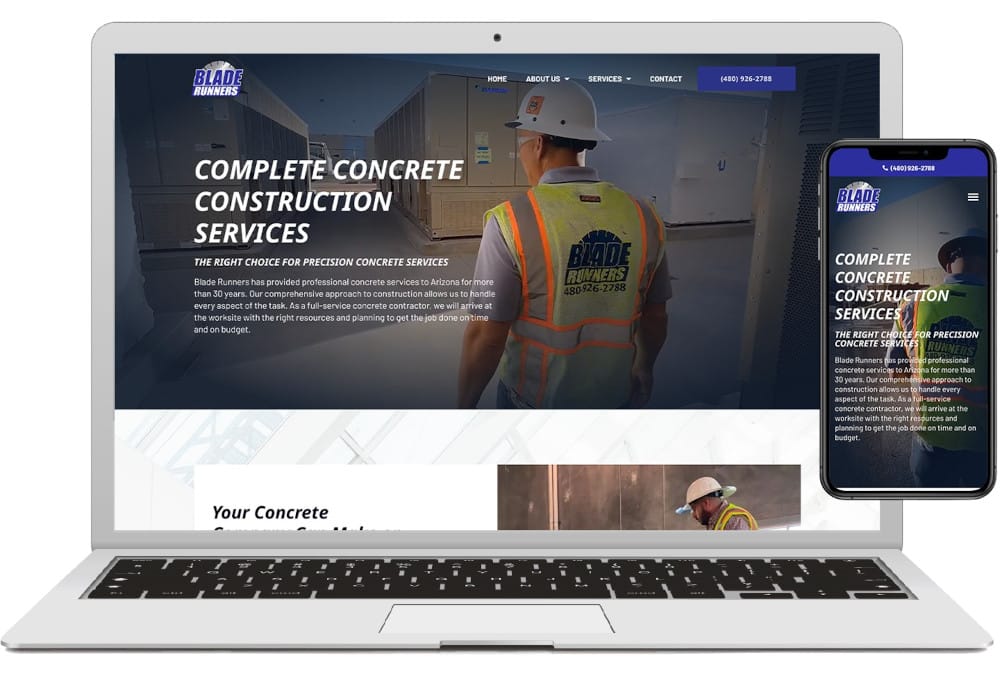 example of mobile responsive website for a concrete contractor