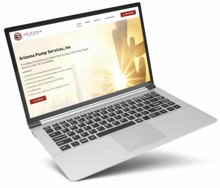 Arizona Pump Services website on a laptop screen